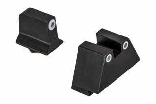 Night Fision Suppressor Height Perfect Dot Night Sight Set with square notch, White front and White rear ring for standard Glock handguns.